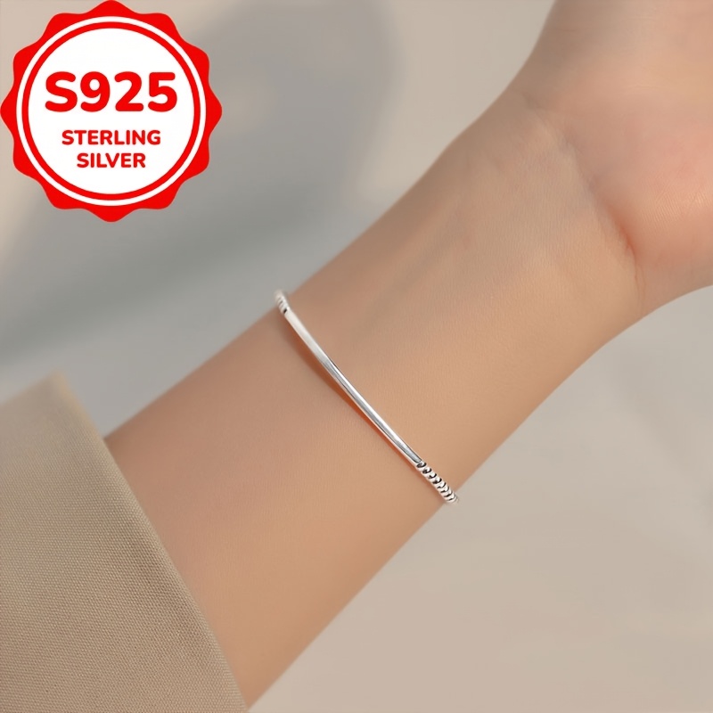 Women's S925 Silver Round Bead Bracelet, Unique Design